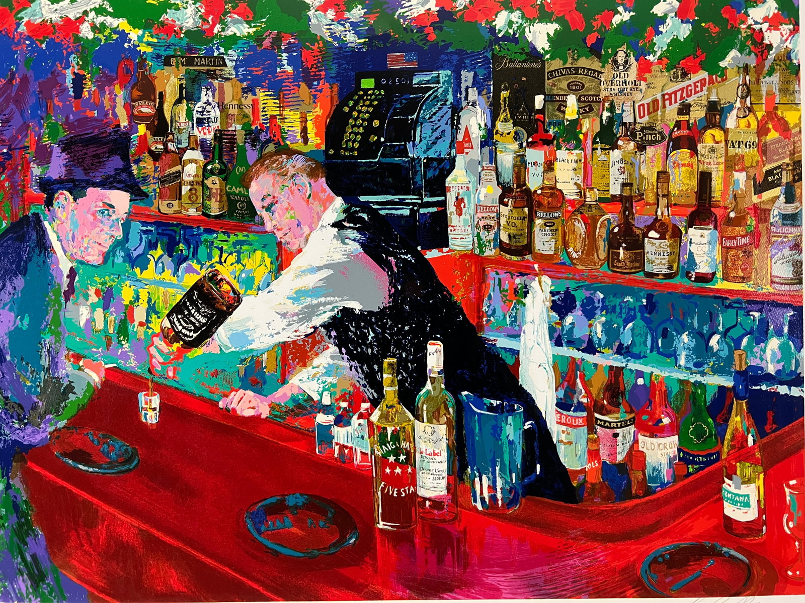 LeRoy Neiman - Frank at Rao's - Framed Limited Edition Serigraph on Paper: Frank at Rao's By LeRoy Neiman | Limited Edition Serigraph on Paper | Image: 27 5/8" x 38" | Framed: 52.5" x 42.5" Step into the intimate ambiance of one of New York's most legendary institutions with