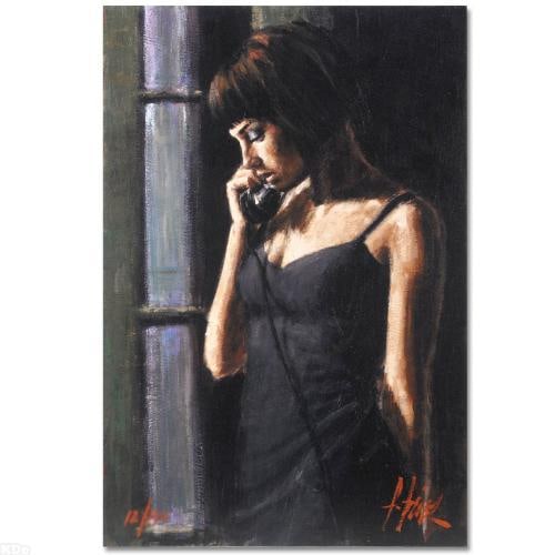 Fabian Perez - The Phone Call - Limited Edition Giclee on Board: Fabian Perez - The Phone Call - Limited Edition Giclee on Board. The piece is hand signed and numbered by the artist. Image Dimensions are 16 1/2 x 11 1/8 inches. Edition Number 12 of 150. The romanti