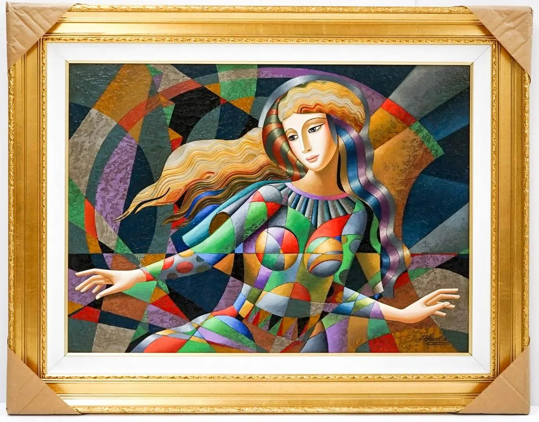 Oleg Zhivetin - "Motion" - Framed, Original Mixed Media on Canvas: Oleg Zhivetin Original Mixed Media Painting on Canvas titled "Motion". Signed lower right on front and on verso. Gallery framed. Image measures 26-in. x 36-in. Framed Dimensions are 37 in. x 46 in. In