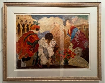 Roy Fairchild - "Masquerade" - Limited Edition Serigraph on Paper: Masquerade - Roy Fairchild - Framed, Limited Edition Serigraph on Paper. This is Fairchilds most popular Serigraph. It is large and beautiful. Printed in 1993. This amazing serigraph incorporates 67 c