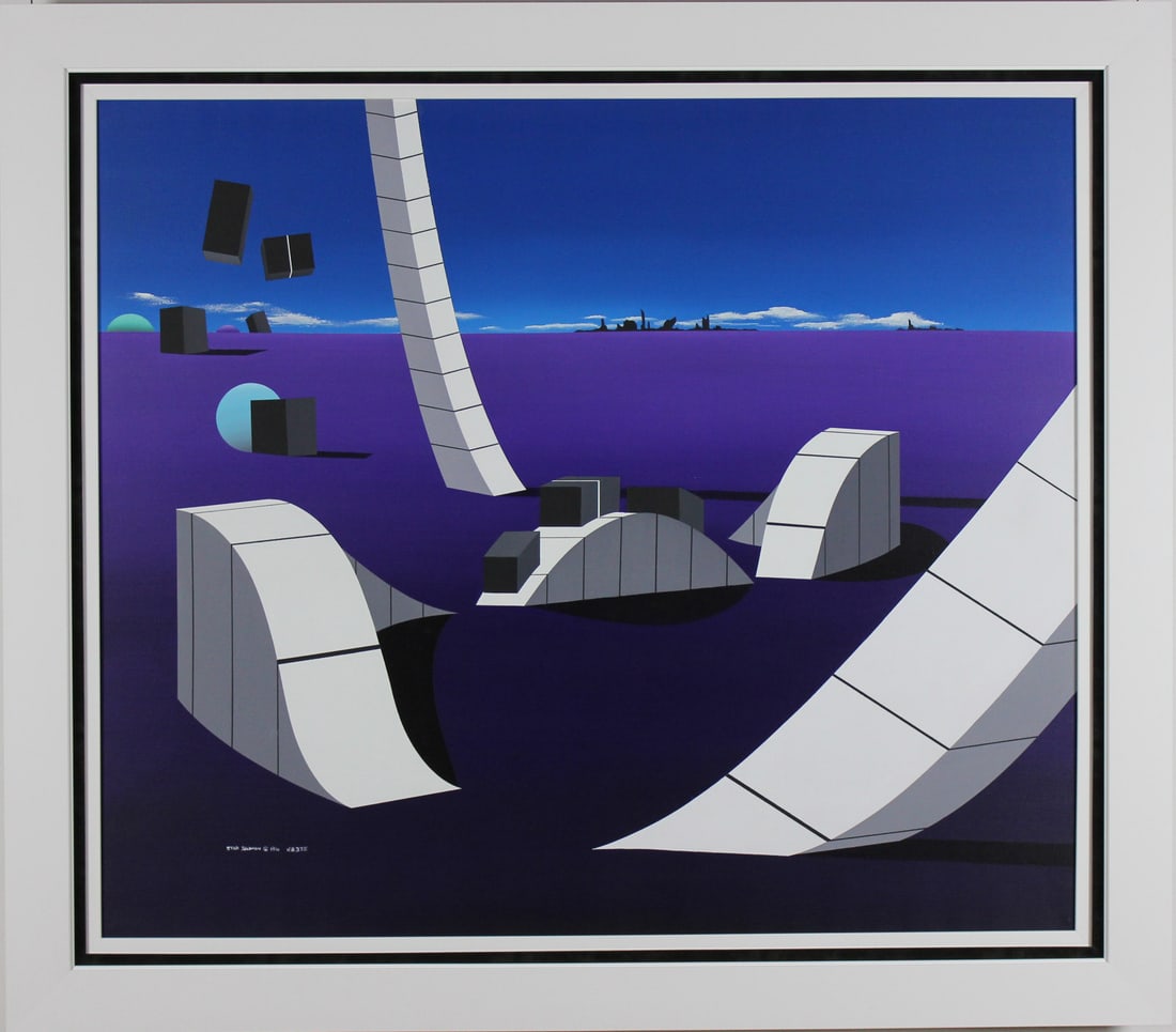 Stan Solomon - "Keyboard Thru a Purple Land" - Original Acrylic on Canvas: Keyboard Thru a Purple Land by Stan Solomon is a framed Original Acrylic Painting on Canvas. This magnificent one-of-a-kind masterpiece is hand signed by the artist. Includes a Gallery Letter of Authe