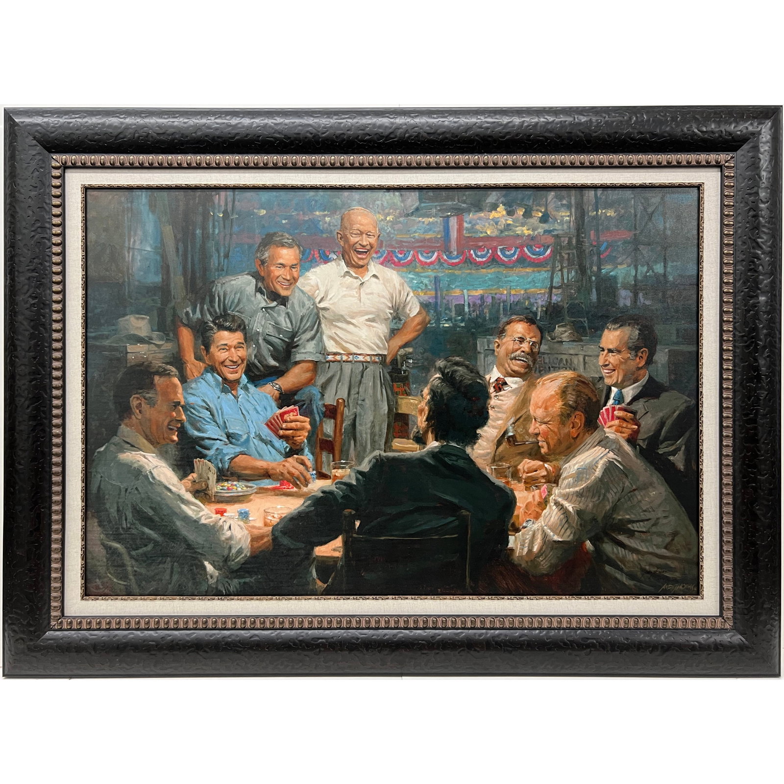 Andy Thomas - "Grand Ol Gang" - Limited Edition Giclee on Canvas: Grande Ol' Gang by Andy Thomas is a Tribute Edition, Framed, Giclee on Canvas. Release Date: 8-2011. Image Dimension: 30 x 45. Framed Dimension: 56 x 41. Edition Size: 2008. Ready to hang. Includes a 