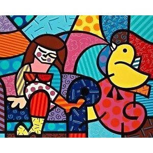 Romero Britto "ONLY YOU CAN HEAR" Elegantly FRAMED LIMITED EDITION SERIGRAPH ON PAPER: ONLY YOU CAN HEAR by Romero Britto. It is POP ART at its very BEST! This piece is a LIMITED EDITION Serigraph on paper from an Edition of 300. The art is Hand Signed and Numbered by the artist! A Gall