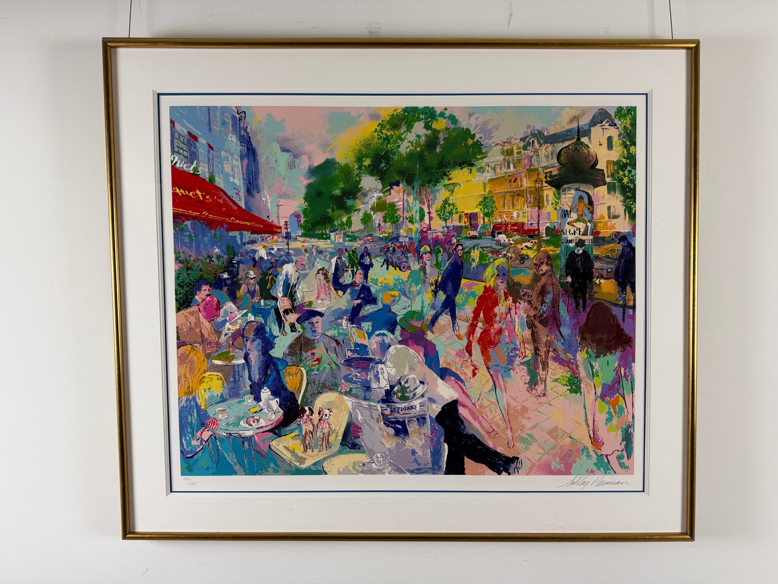 Leroy Neiman "Cafe Fouquet's" - Framed Limited Edition Serigraph on Paper: Cafe Fouquet's by LeRoy Neiman is a Framed Limited Edition Serigraph on Paper. It is one of Neiman's highest demand pieces and is cherished by his collectors worldwide. CafŽ FouquetÕs (1993) by LeRo