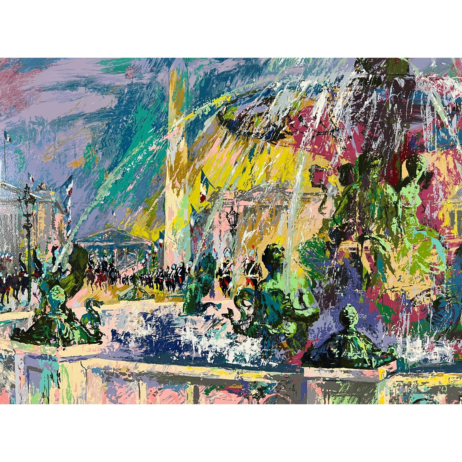 LeRoy Neiman - "Place de la Concorde" - Limited Edition Serigraph on Paper: Celebrate the grandeur and elegance of Paris with Place de la Concorde by LeRoy Neiman, a vibrant homage to one of the city's most iconic public squares. This limited edition serigraph on paperÑm
