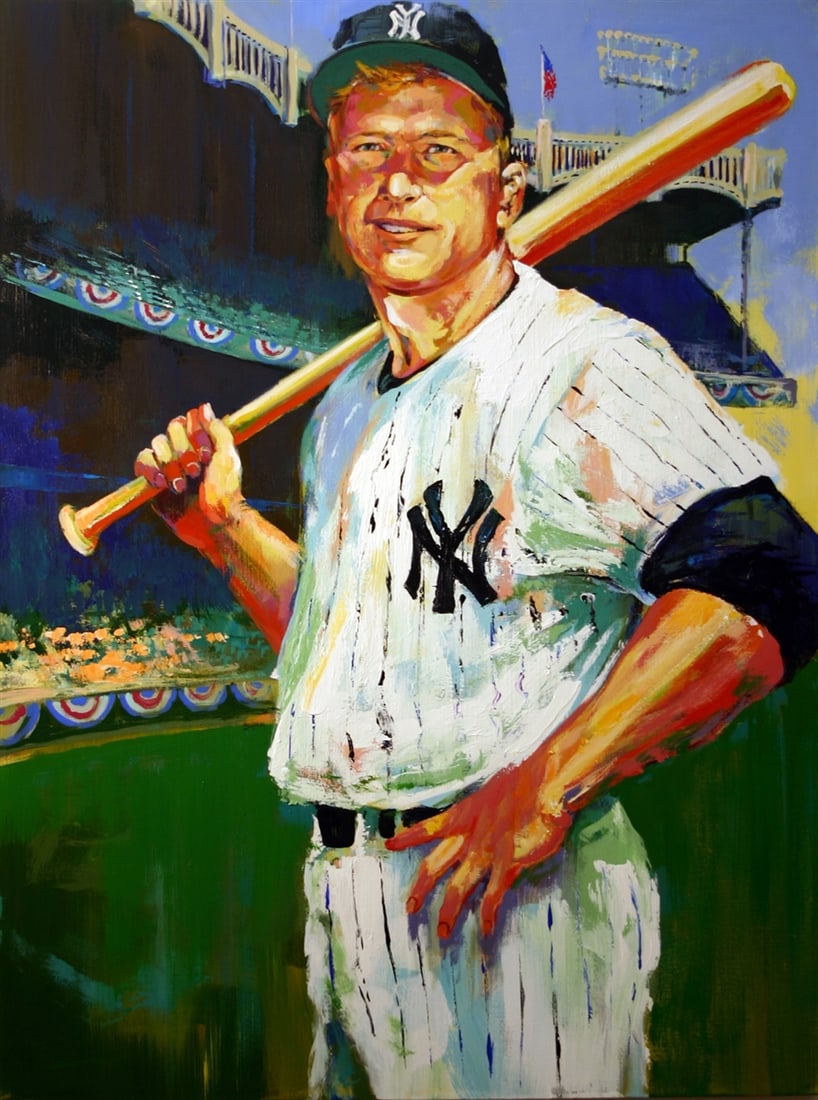 Malcolm Farley - "Mantle Triple Crown" - Giclee on Canvas: MICKEY MANTLE - TRIPLE CROWN (NEW YORK YANKEES) by Malcolm FARLEY. This Limited Edition Giclee on Canvas is Hand Signed and Numbered by the artist. Edition size 138. The piece celebrates Mickey's TRIP