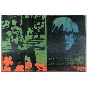 Gail Rodgers - "Andy Warhol" - One-of-a-Kind Hand-Pulled Silkscreen Unique Variation on Canvas: ANDY WARHOL by Gail Rodgers is an Original Painting - One-of-a-Kind Hand-Pulled Silkscreen Unique Variation on Canvas. Image: 36x24. Gallery Wrapped on 1 inch stretcher bars. Ready to hang and enjoy f