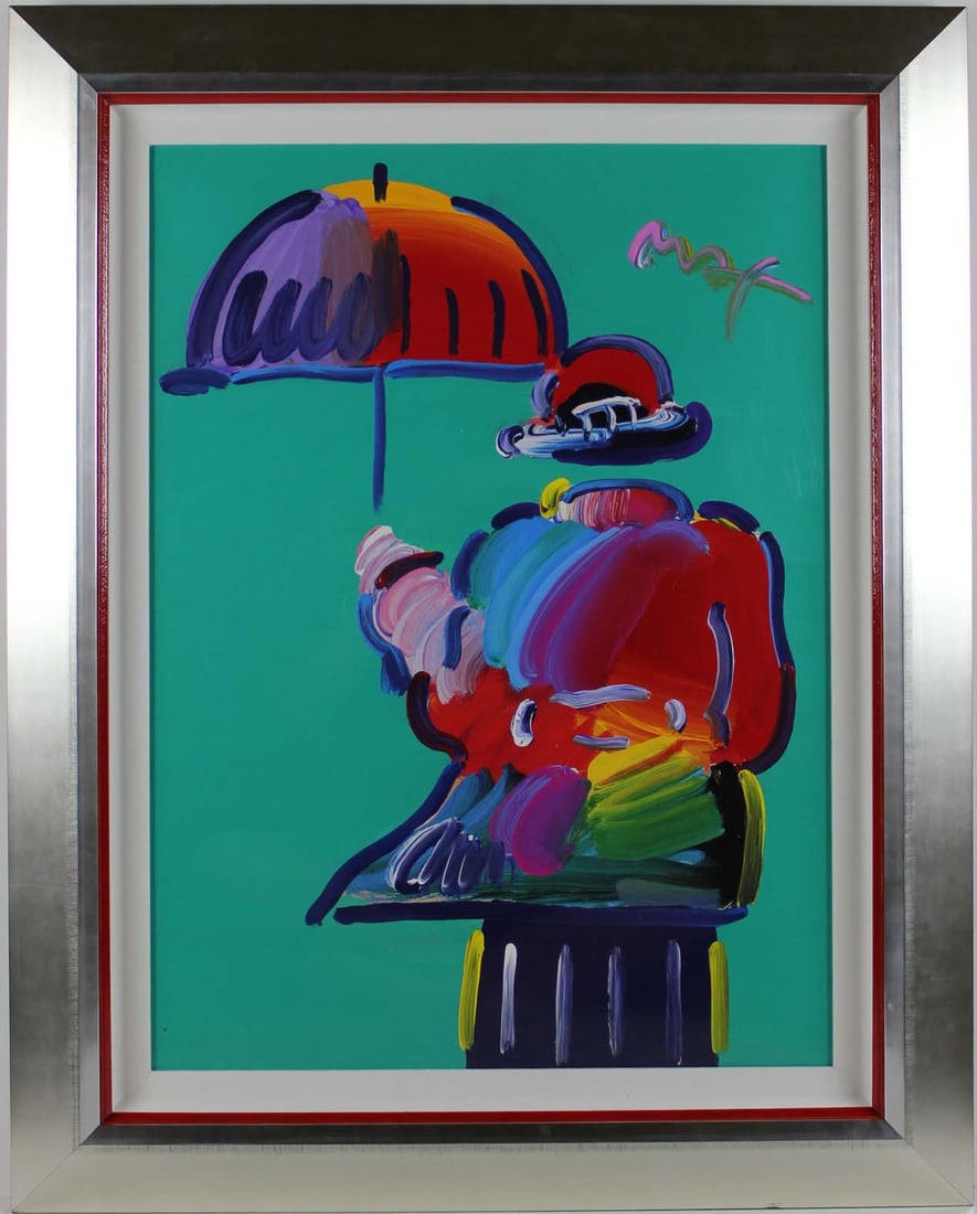 Peter Max - "Umbrella Man" - Acrylic on Poster (1 of 3)