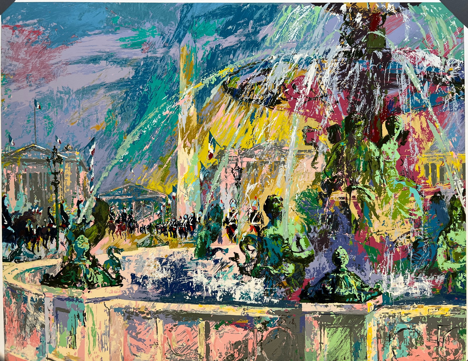 LeRoy Neiman - "Place de la Concorde" - Limited Edition Serigraph on Paper: LeRoy Neiman - "Place de la Concorde" is a Limited Edition Serigraph on paper. Brand new, straight from our fine art drawer to your home. Never framed and in mint condition. Image: 28 x 35.5. This is 