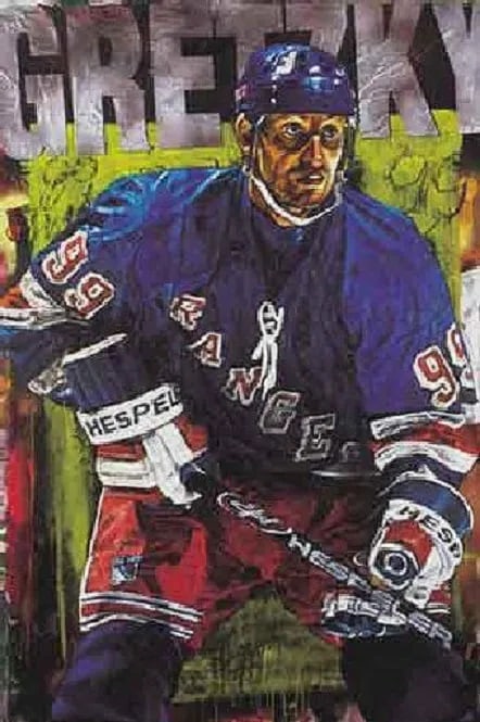 Stephen Holland - Gretsky Rangers - Hand signed by Holland and Gretsky - Limited Edition Giclee on: Stephen Holland - Gretsky Rangers - Hand signed, Limited Edition Giclee on Canvas by both Holland and Gretsky. This piece was acquired from a local collector that ran out of space hanging his favorite
