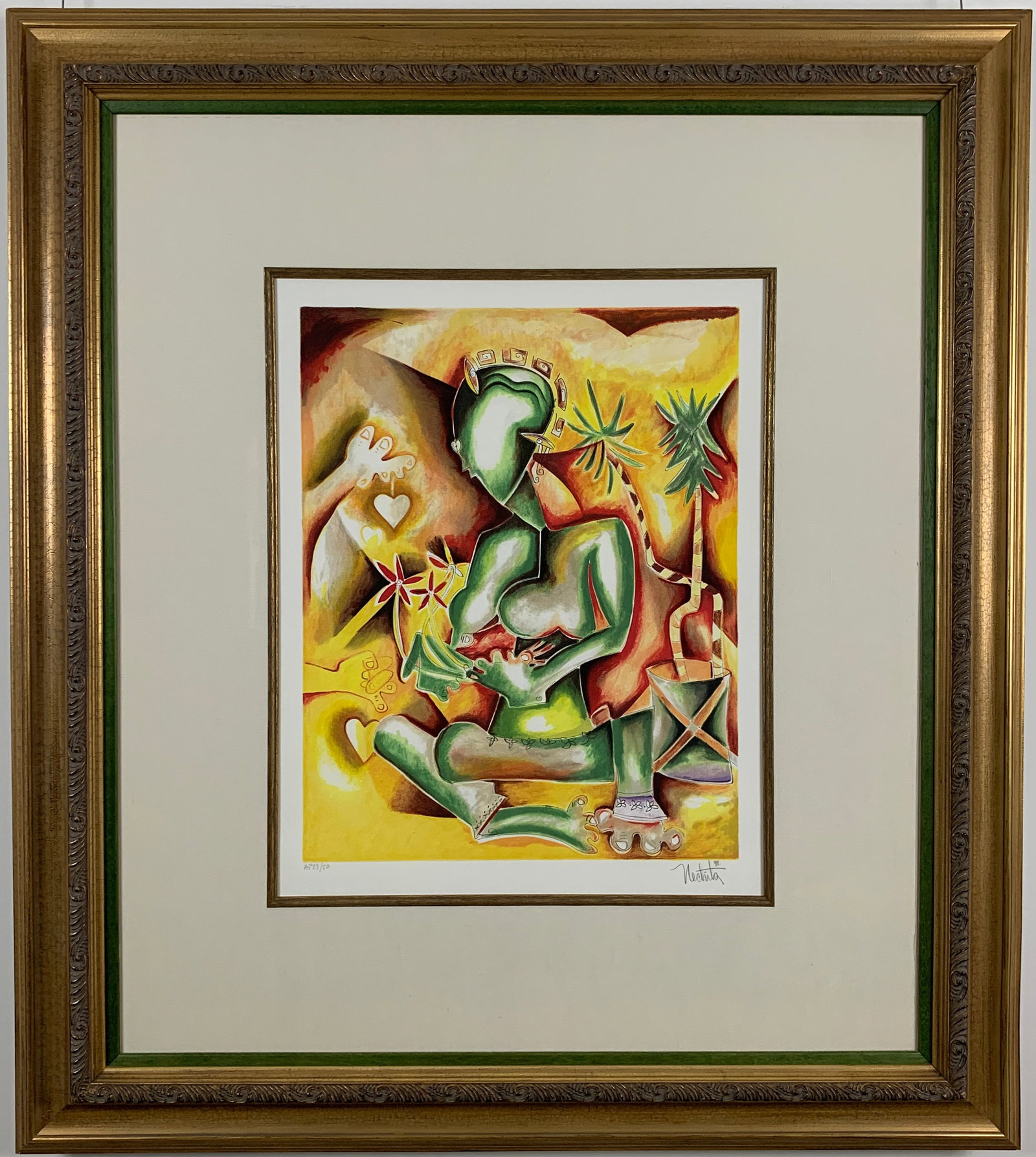 Alexandra Nechita - Big Hearts Are Never Too Big - A framed, Hand-pulled, Limited Edition Lithograph: Alexandra Nechita - Big Hearts Are Never Too Big - Is a framed, Hand-pulled, Limited Edition Lithograph. The piece was struck in 2000. It is hand-signed and numbered by Nechita. Edition: AP 23/50. Ima