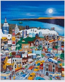 Linnea Pergola- "Moonlight over Manhattan" - Limited Edition Serigraph on Paper: Linnea Pergola's "Moonlight over Manhattan" is a magnficent Limited Edition Serigraph on paper. The artwork is one of Pergola's most coveted pieces and a magnificent example of her work. This captivat