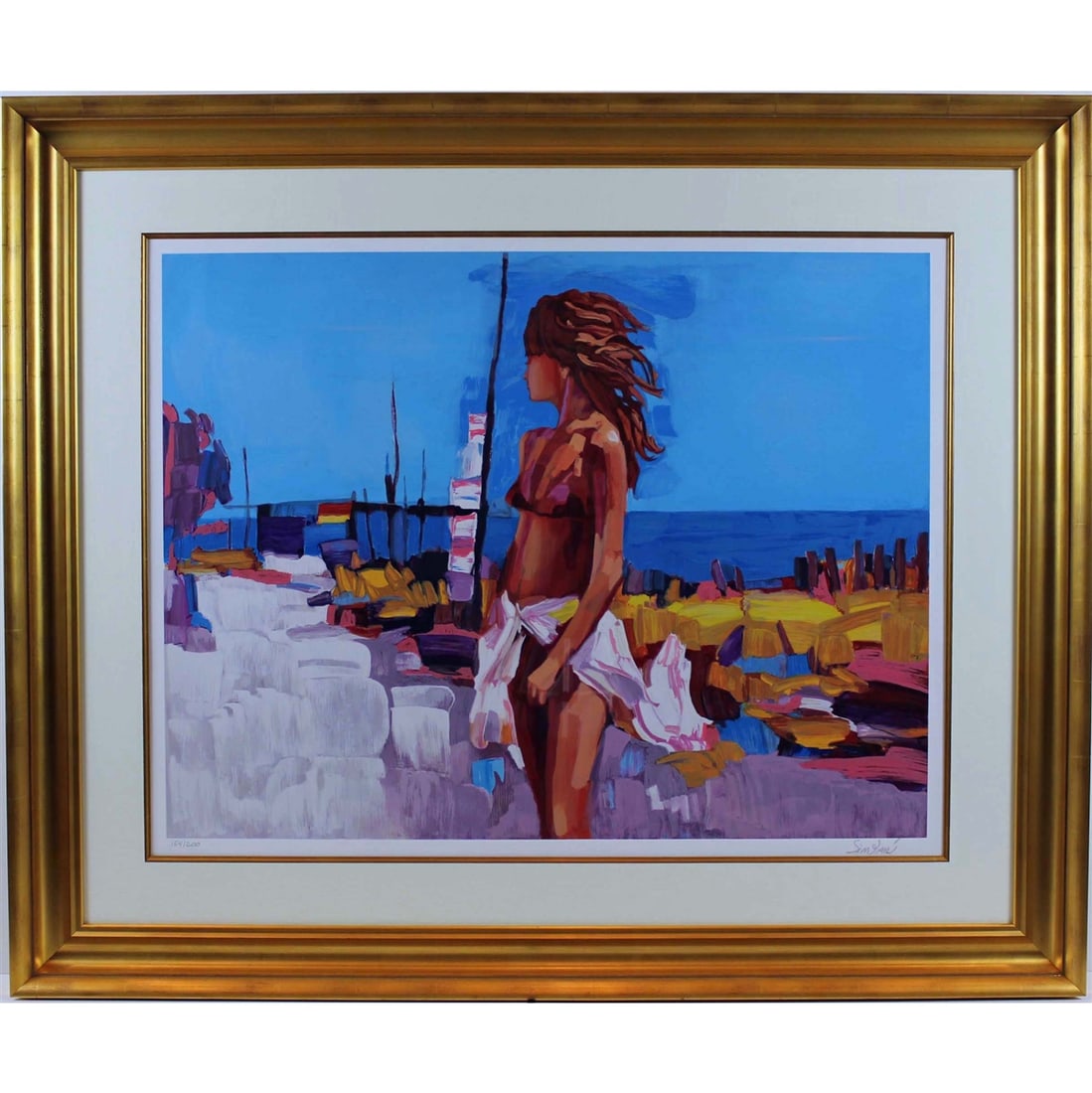 Nicola Simbari - "St. Tropez" - Limited Edition Serigraph on Paper: Nicola Simbari - St. Tropez - Framed Limited Edition Serigraph on Paper. Magnificent Beach scene. Nicola has done St. Tropez proud with this colorful signed and numbered serigraph on paper. St. Tropez