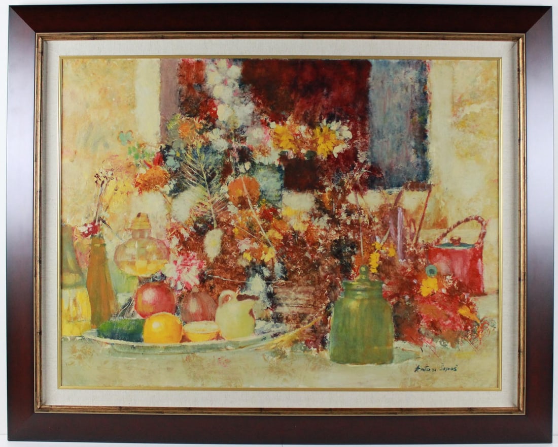Anton Sipos - Still Life Original Oil Painting on Canvas. Beautifully framed (1 of 2)