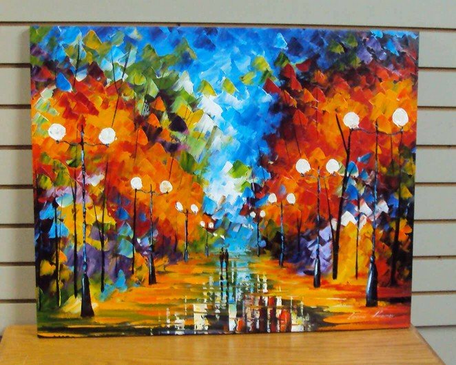 "Winter Passion" by Leonid Afremov: "Winter Passion" by Leonid Afremov ORIGINAL Oil Painting on Canvas by Palette Knife Original Artist COA included 24 x 30 inches Gallery Wrap Current Price: $3,500.00