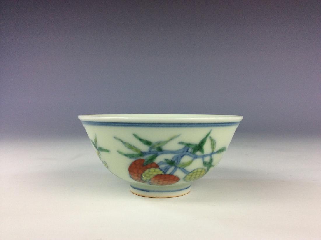 Fine Chinese porcelain cup, Doucai on white glazed, (1 of 6)