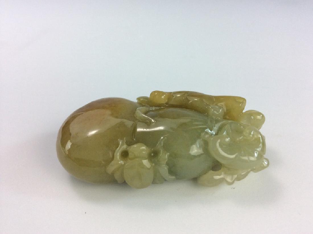 Fine Chinese jadeite, two colors, carved bat & rabbit (1 of 6)