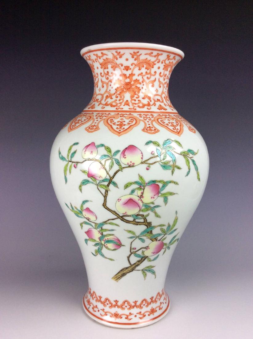Chinese famille rose vase  with mark on base. (1 of 10)