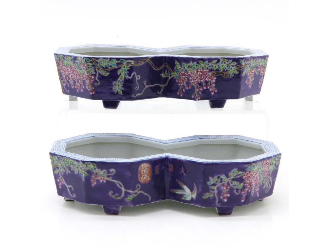 Rare of a pair of Chinese porcelain planters. Purple (1 of 7)