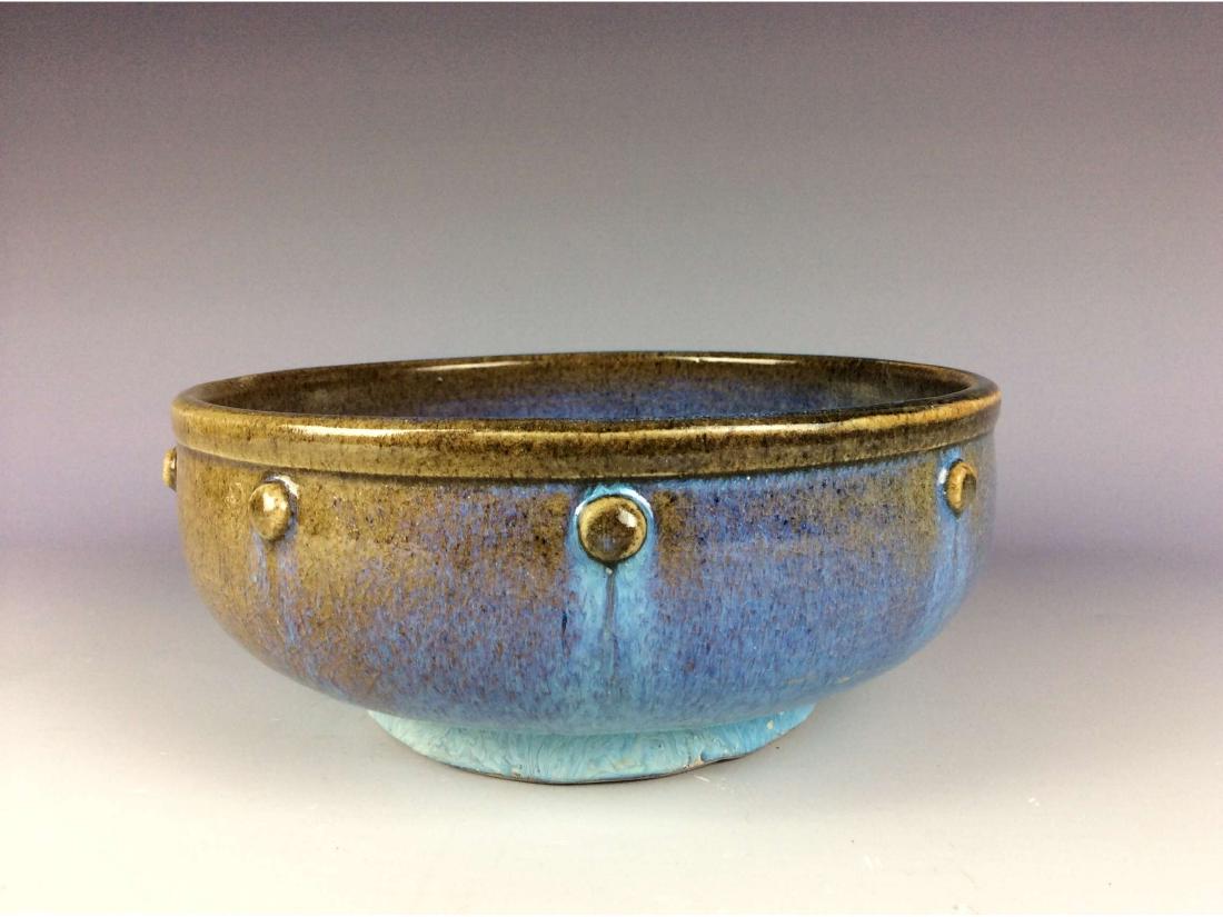Chinese sky blue glaze porcelain bowl  with purple (1 of 5)