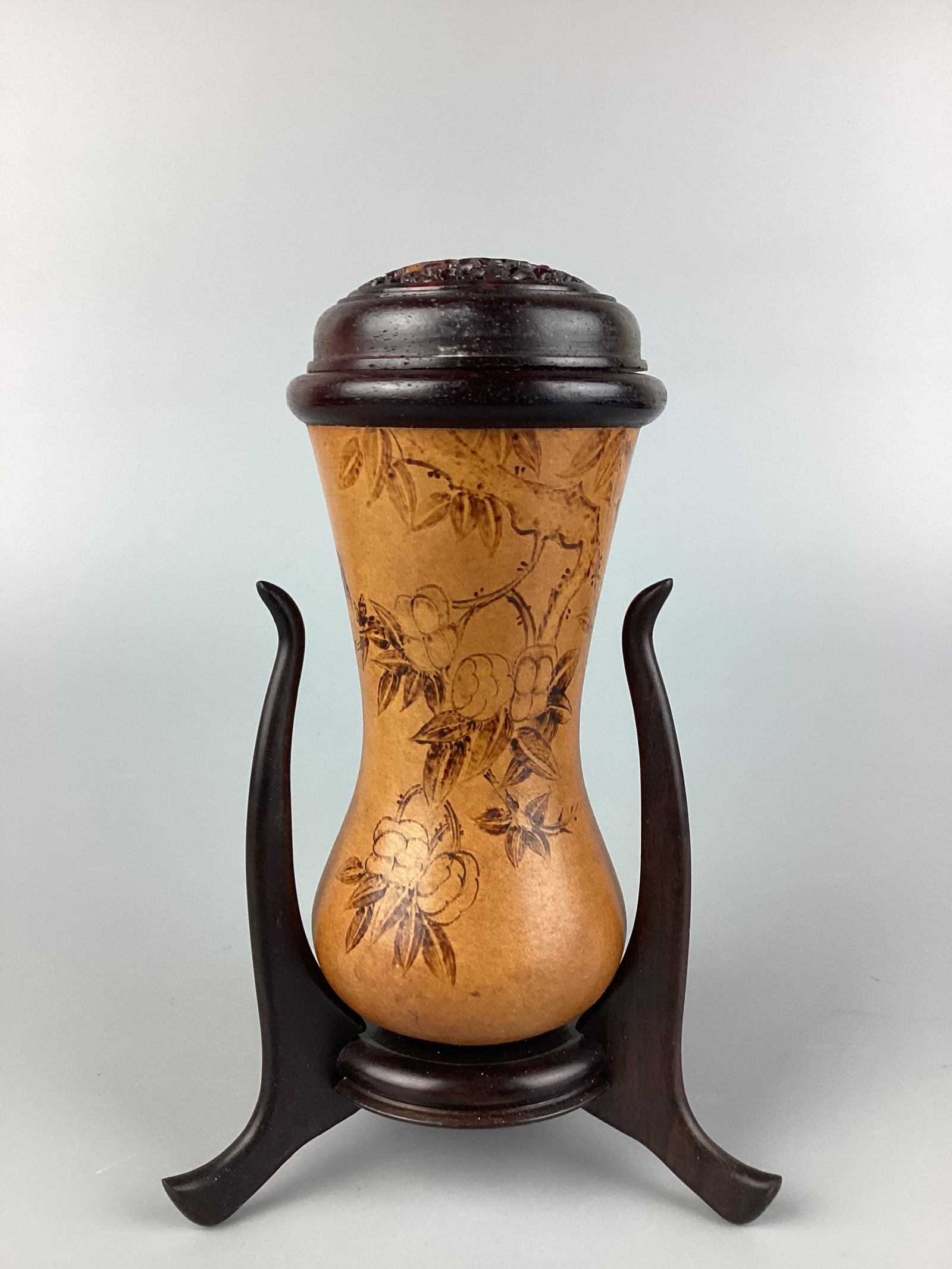 Rare Chinese cricket container, made by gourd with stand  S (1 of 9)