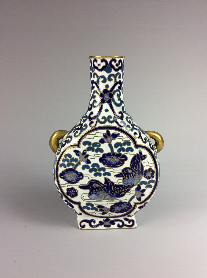 Fine Chinese copper base enamel vase, decorated with (1 of 7)