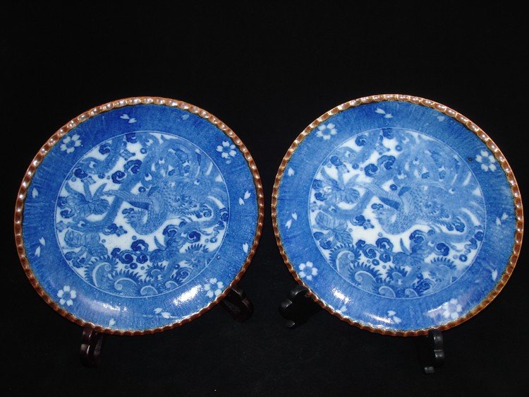 Fine Chinese B/W Export Plate Painted with phoenix (1 of 1)