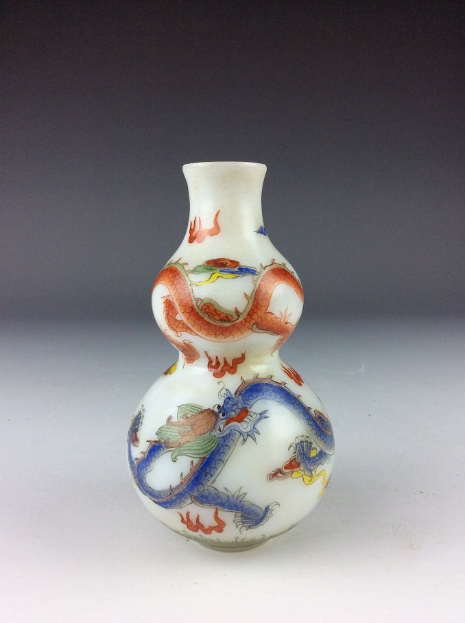 Fine 19th century Chinese enamel on glass, vase shape, (1 of 6)