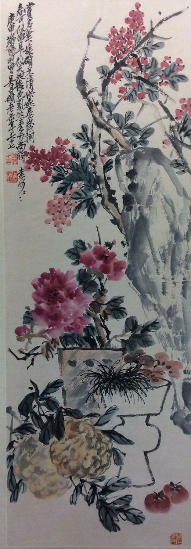 Chinese hand painted scroll, (1 of 6)