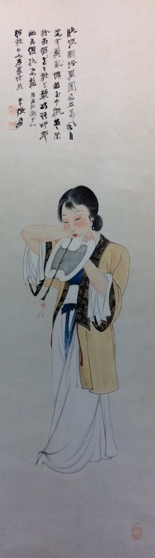Chinese hand painted scroll, (1 of 5)