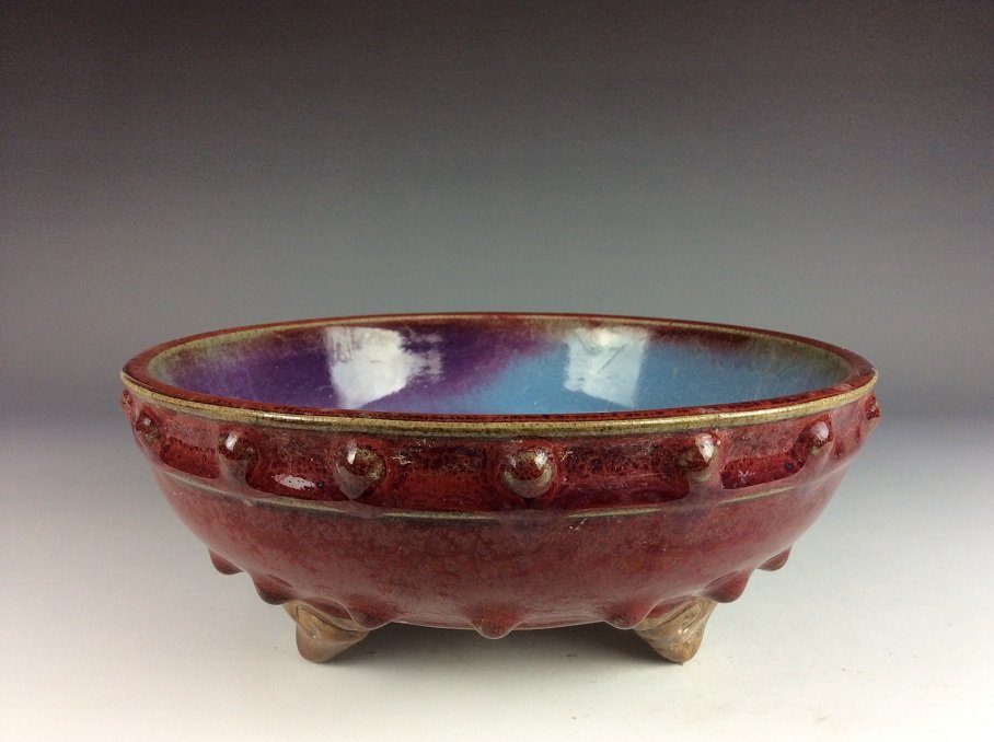 Chinese porcelain vase, red glazed, marked (1 of 5)