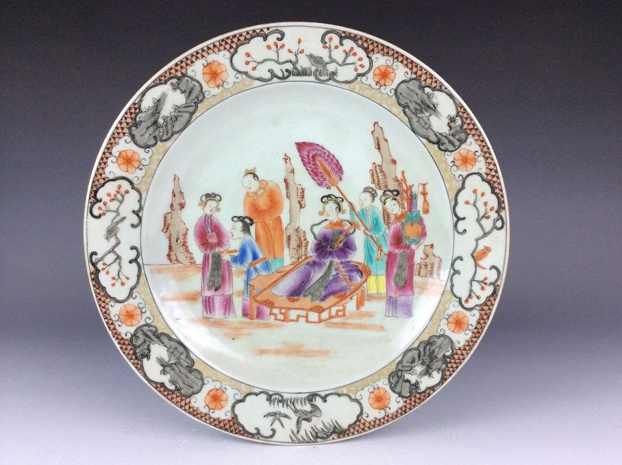18C Vintage export Chinese porcelain plate, marked (1 of 5)