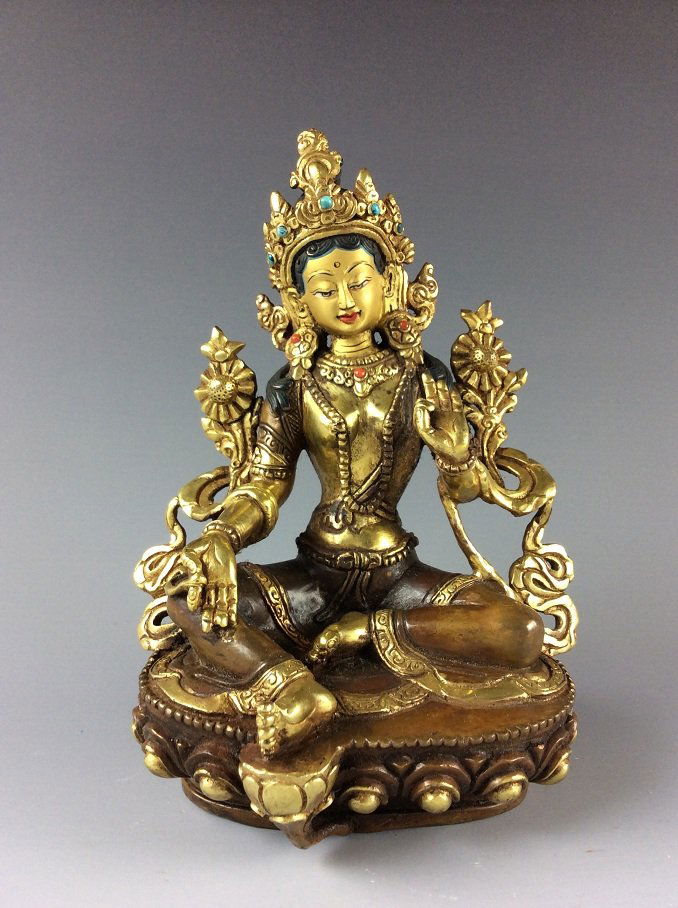 Chinese gilt bronze buddha statue (1 of 7)