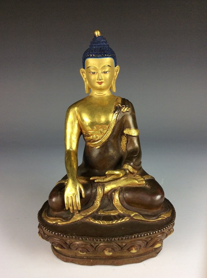 Rare Chinese gilt-bronze buddha figure, (1 of 7)