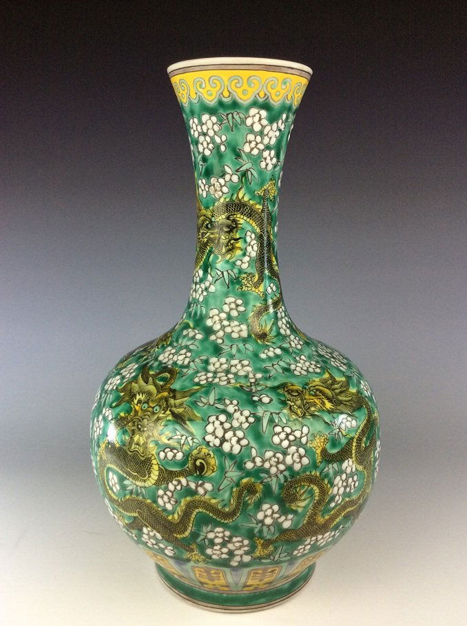 Chinese famille verte porcelain baluster form vase with (1 of 4)