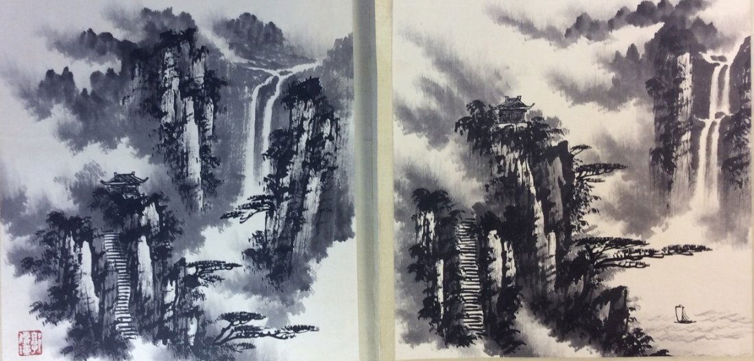 Chinese hand painted leaves, 8 ndividual painting (1 of 7)