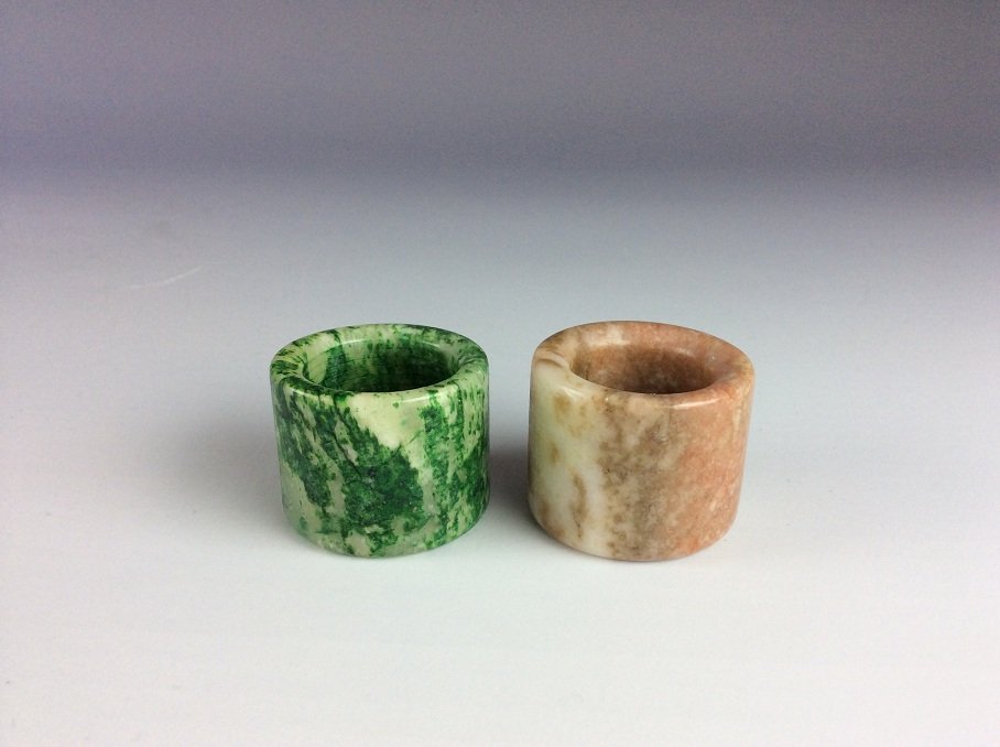 Two of Chinese jade thumb rings. (1 of 4)