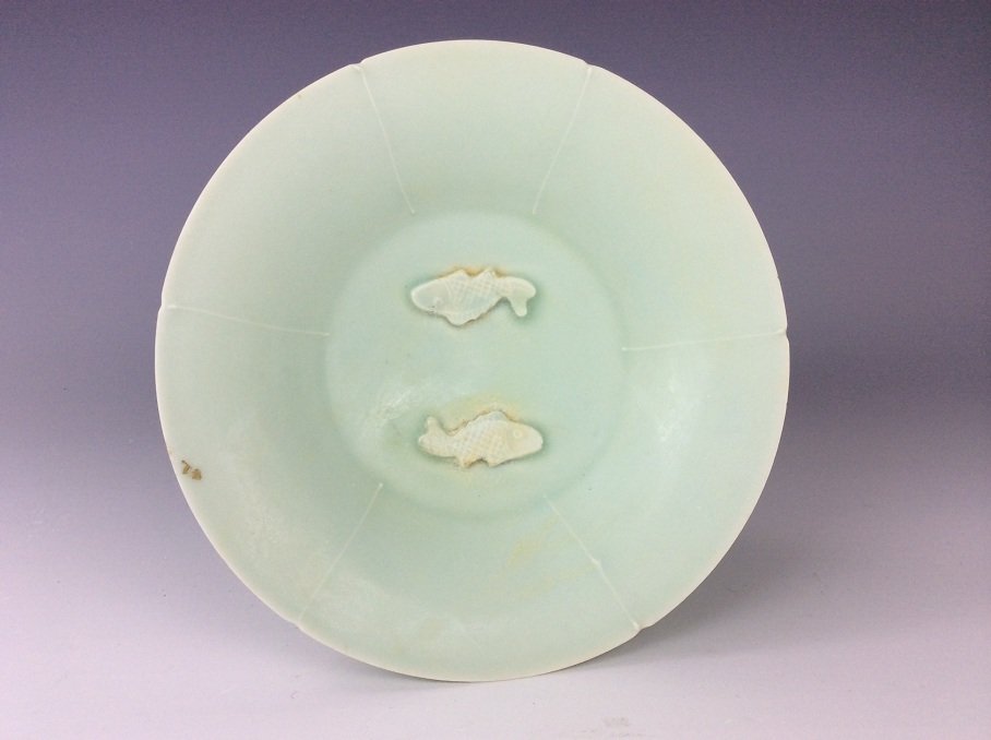 Chinese misty blue glaze porcelain shallow bowl with (1 of 4)