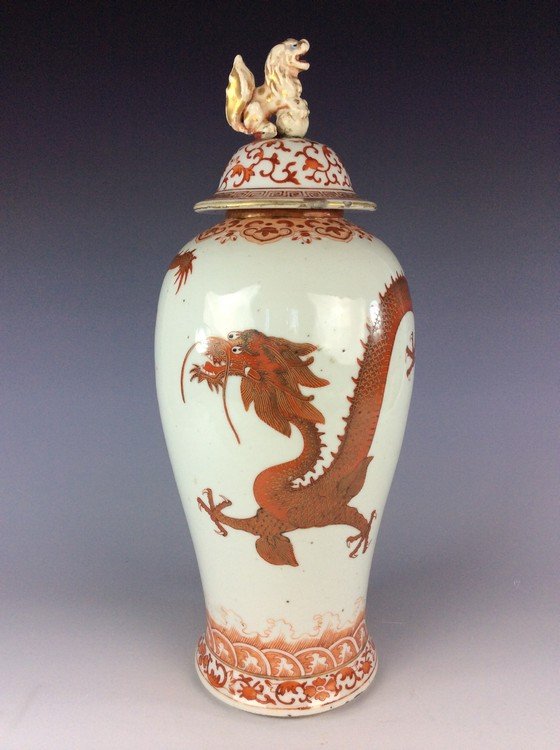 Fine Vintage ox-blood underglazed red porcelain vase, (1 of 6)
