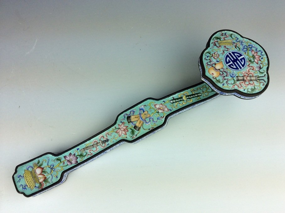 Fine 19th century Chinese enamel on copper, Ruyi (1 of 8)