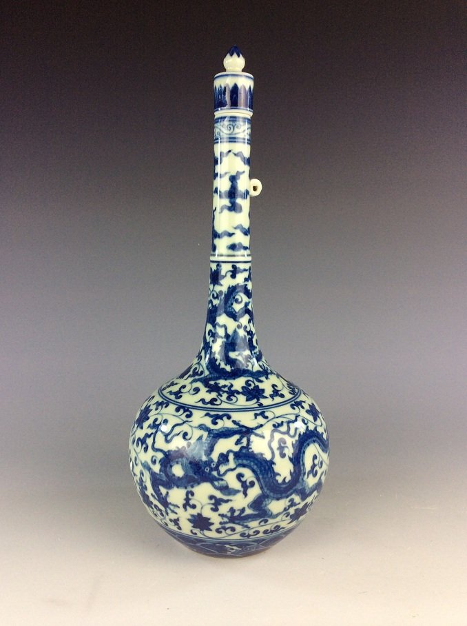 Chinese  porcelain vase,  blue & white glaze, decorated (1 of 7)