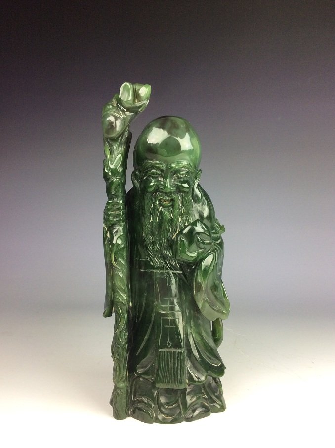 Fine Chinese nephrite, Hetian green jade,  carved (1 of 5)