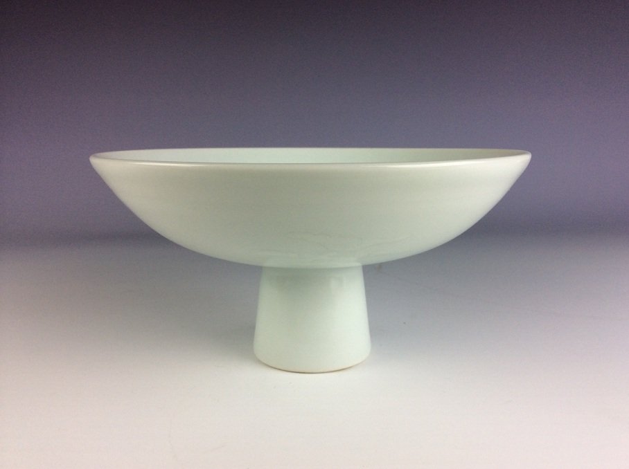Chinese Ming style porcelain high stem cup, white (1 of 4)