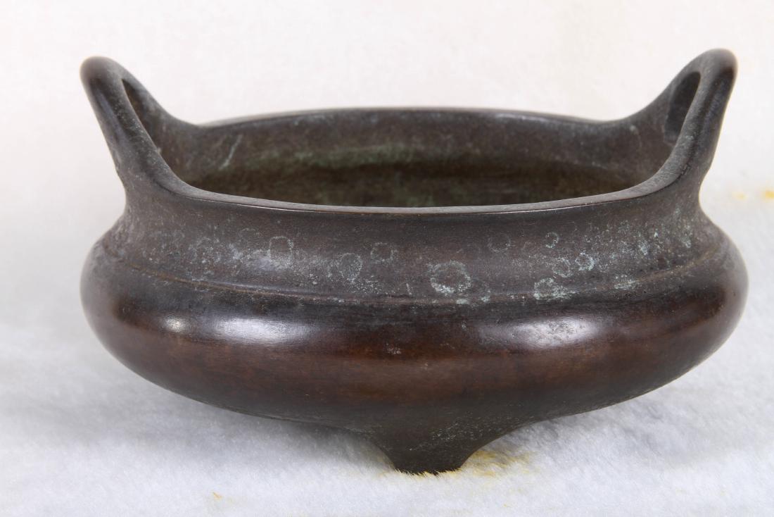 CHINESE "XUAN DE" MARKED CENSER WITH TWO HOLDERS L:5.5" (1 of 2)