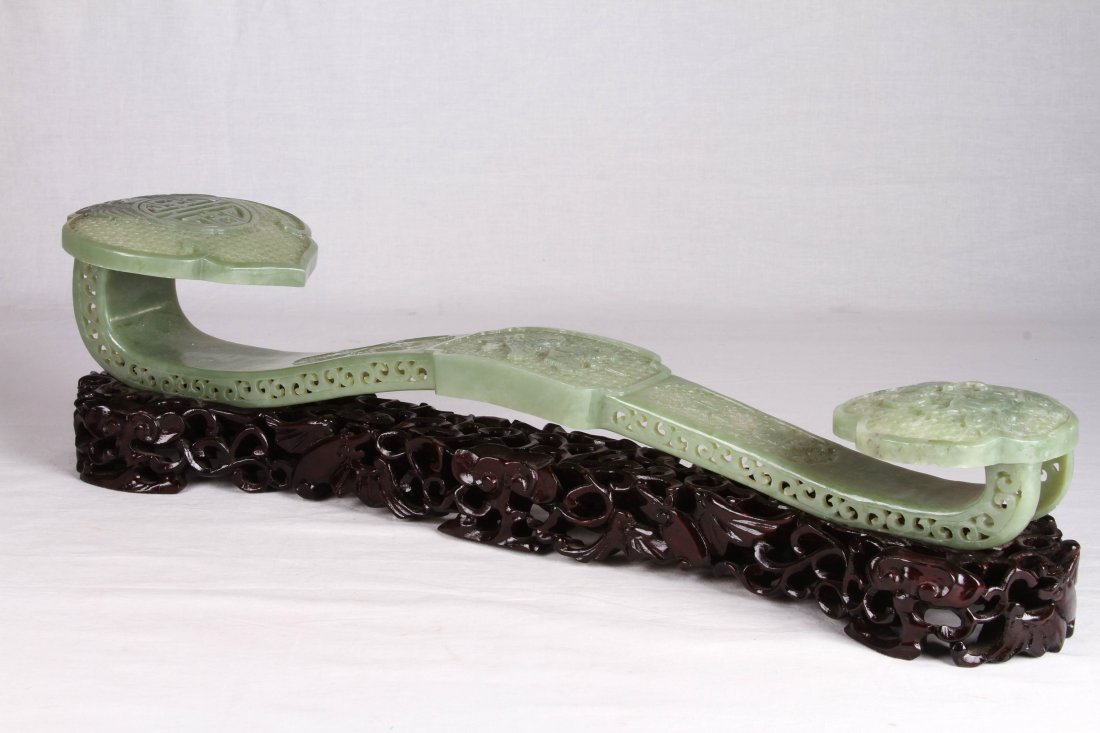 [CHINESE] EARLY 20TH CENTURY JADE CARVING OF RUYI L:22" (1 of 3)