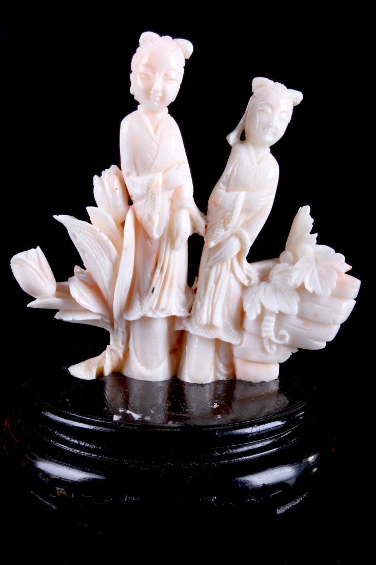 [CHINESE] EARLY 20TH CENTURY WHITE CORAL STATUES OF A (1 of 4)
