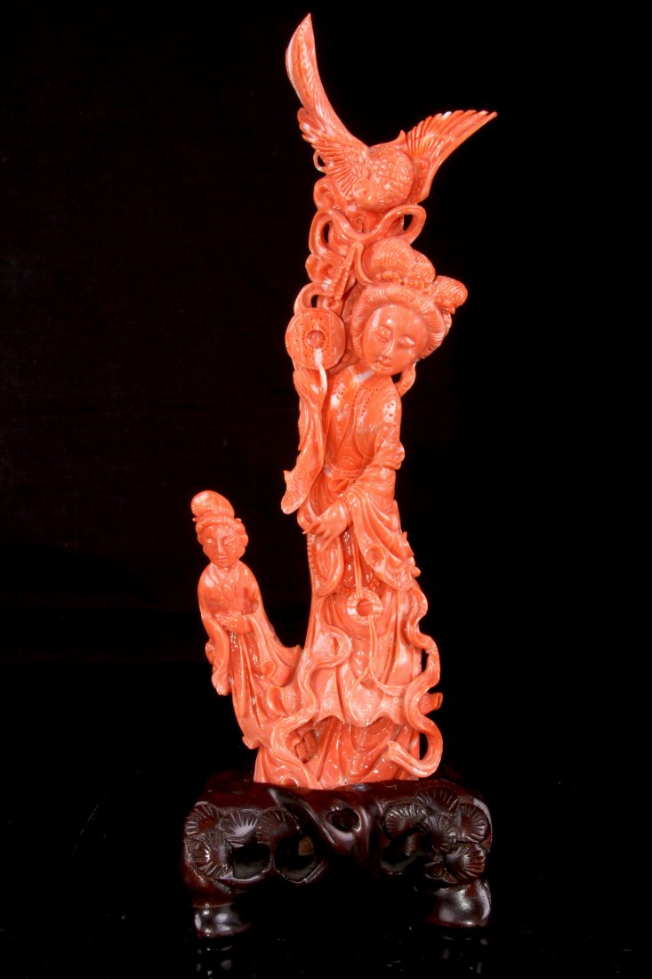 [CHINESE] EARLY 20TH CENTURY RED CORAL CARVING STATUES (1 of 6)