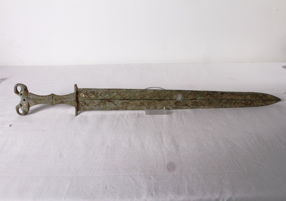 [CHINESE]A LATE 19TH CENTURY BRONZE SWORD CARVED WITH (1 of 3)