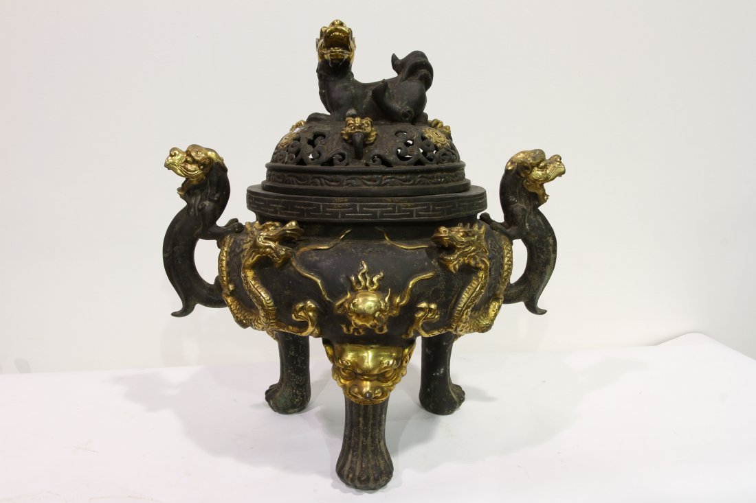 [CHINESE]A LATE 19TH CENTURY BRONZE CARVED CENSER WITH (1 of 4)