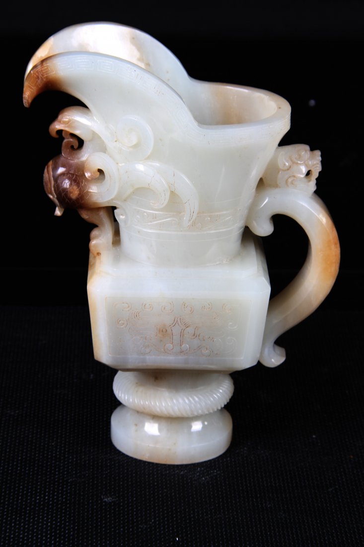 [CHINESE]A HETIAN JADE CARVED VASE L:5" W:3.25" H:7.5" (1 of 3)